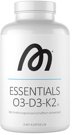 MORE Essentials O3-D3-K2, 240 Fischöl Kapseln mit 1000mg EPA & 500mg DHA pro Tag, Vitamin D3 & Vitamin K2, Kapselhülle aus Rindergelatine