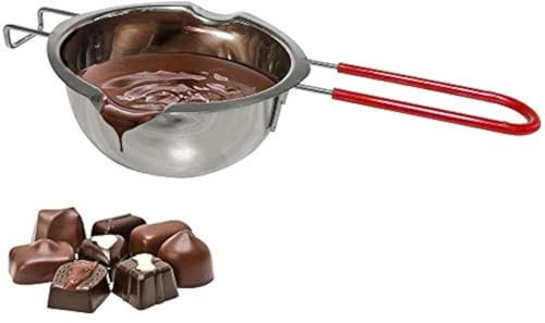 QLESHINING Chocolate Melting Pot 12oz(400ml), 18/8 Stainless Steel Universal Double Boiler Spouts, Heat-Resistant Handle, Flat Bottom, Butter Chocolate Cheese Caramel Soap Candle Making Wax Melting