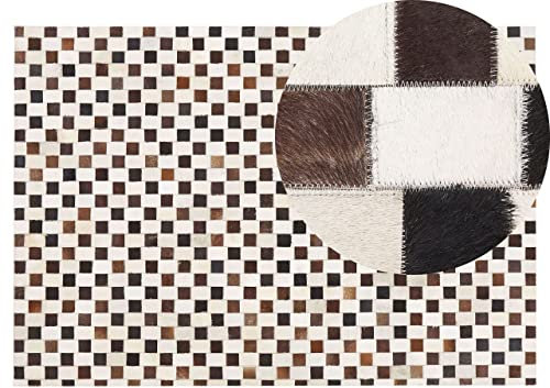 Beliani Rechteckiger Teppich aus Kuhfell braun/beige Patchwork 140x200 cm Kayabey