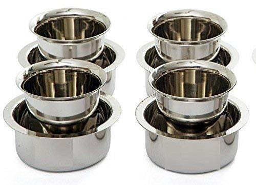 Traditional Steel Davara Tumbler Set / South Indian Coffee Glass Tumbler Set of 4 / Stainless Steel Dabara 4 Tumbler Set