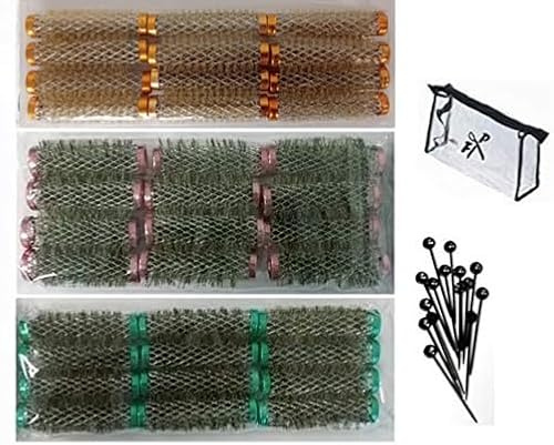 FP Drahtwickler-Set - Metallwickler - Borstenwickler - verschiedene Größen - Set nach Wahl (Set S - 36 Stck. + Bürste + Kosmetiktasche)