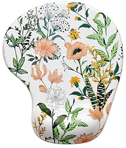 Hsurbtra Mauspad mit Gel-Handballenauflage Ergonomisches Wasserdicht Komfort Mausmatte mit Handgelenkpolster Handauflage, Mousepad mit Handauflage für schonende Handgelenk Haltung, Schöne Blume