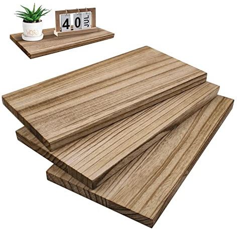 KeaJuidy 3Pack Rectangle Unfinished Wood Double Sided Carbonized Paulownia Wood Art Board Chipboard for Wall Shelf DIY Crafts Home Decorations Door Hanger Sign (11.4 * 6 * 0.59in) (Brown)
