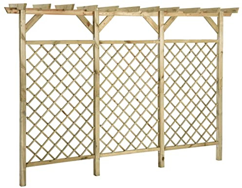 Festnight Pérgola para Pared de Madera Valla Enrejada de Jardín y Pérgola Superior 300x50x200cm