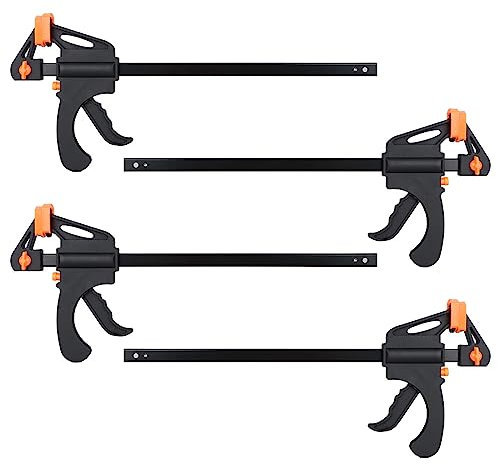 ZOFUN 4 Pcs Ratchet Bar Clamps Set, 10 Inch Adjustable Quick Grip Clamp for Woodworking, One Handed Clamps Quick Release, Heavy Duty Wood F Clamp for Carpentry Woodworks, Home DIY, Art & Crafts