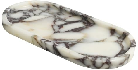 Modern 100% Natural Luxury Calaccata Viola Marble Small Tray Hand Towel Tray Holder Organizer for Disposable Paper Napkins, Jewelry, Makeup - Bathroom Vanity Sink Comestic Holder Bathtub Organizer