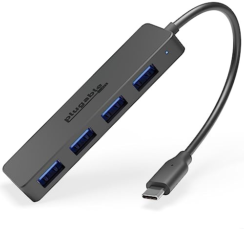 Plugable USB C to USB Adapter Hub, 4 Port USB 3.0 Hub, USB Splitter for Laptop, Compatible with Windows, MacBook Pro/Air, iPad Pro, Surface Pro, Chromebook, Linux, Android, Charging Not Supported