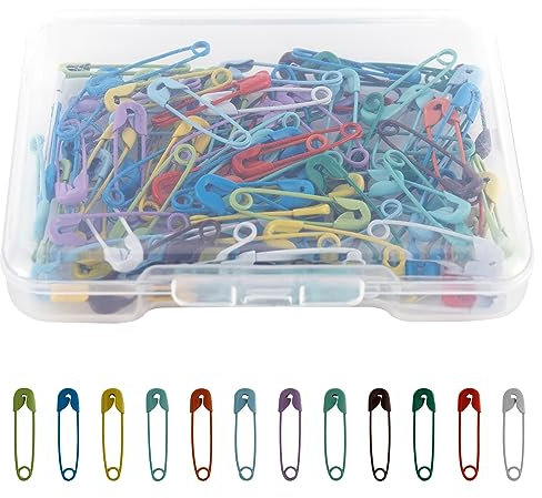 120 Stück Sicherheitsnadeln, 19 mm sortierte Sicherheitsnadeln, Bunte kleine Nadeln, mit Etui, vernickelte Sicherheitsnadeln aus Edelstahl, zum Nähen von Kleidungsstücken, Basteln von Schmuck DIY