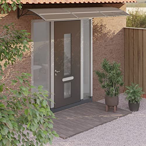 GuyAna Marquesina de Puerta policarbonato Negro 300x100 cm Vierteaguas Puerta Exterior