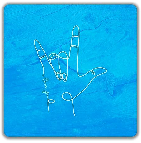 Shopagift Sign Language 2 Pack Coasters Hand Sign I Love You Gift - 9cm x 9cm