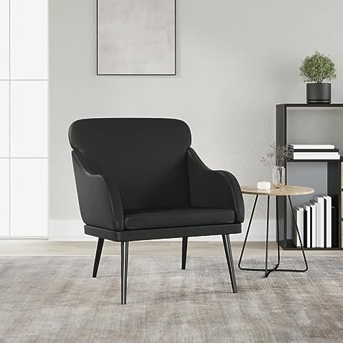 Homgoday Fåtölj TV-fåtölj, loungefåtölj, relaxfåtölj, TV-fåtölj, enkelsoffa, läsefåtölj, vilstol för vardagsrum, sovrum, svart 63 x 76 x 80 cm, konstläder
