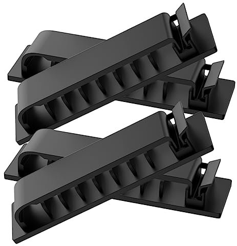 Gatuida 4 Stück Selbstklebender Kabelhalter 8-loch Usb Kabel Organizer Für Desktop Kabelmanagement Kabelclips Schwarz
