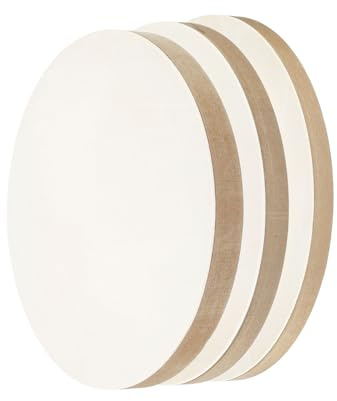 PATIKIL 8'' 10'' 12'' Wood Panels Board, Unfinished Round Art Wood Canvas Panel Painting Boards for DIY Craft Painting Use, Wood Color,(pta230919tt000789eu)