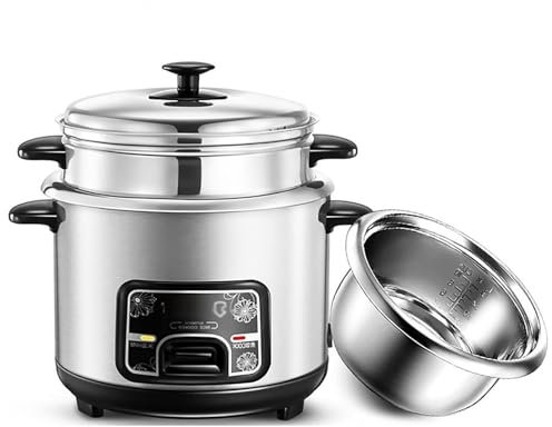 THEGA Rice Cooker - Cuociriso con Vaporiera, Cuociriso E Vaporiera, Funzione Caldo (2/3/4/5 L), Rivestimento in Acciaio Inossidabile 201, con Spatola E Misurino, per 1-7 Persone (Size : 2L)