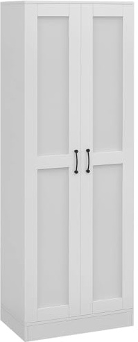 HOMCOM Armadio a 2 ante con 4 ripiani, stile contemporaneo, multifunzionale per camera da letto, ufficio, cucina, 60L x 36,5L x 175H cm, bianco