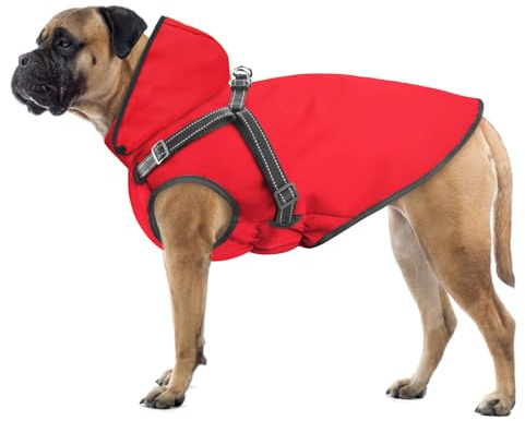 Mosucoirl Hunde Regenmantel Wasserdichter Hunde Kapuzenpullover Reflektierender Hunde Regenmantel mit Kapuze Verstellbare Regenjacke für kleine Mittelgroße und große Hunde und Welpen