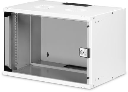 DIGITUS Armadio di rete - Rack 19 pollici 7 U - non montato - montaggio a parete - profondità 400 mm - profondità utile 327 mm - Capacità di carico 60 kg - porta in vetro - serie SOHO Pro - grigio