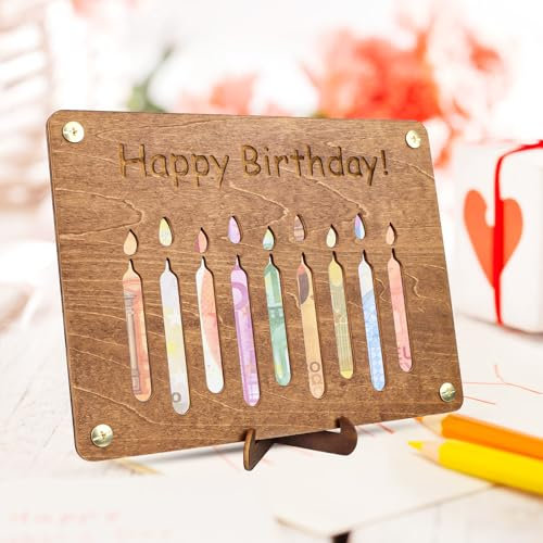Byffoer Geldgeschenke Geburtstag,Happy Birthday Geschenke aus Holz Geldgeschenke Verpackung,Geldgeschenke für Geburtstag, Jugendweihe, Reisen, Hochzeit, Konfirmation, Kommunion