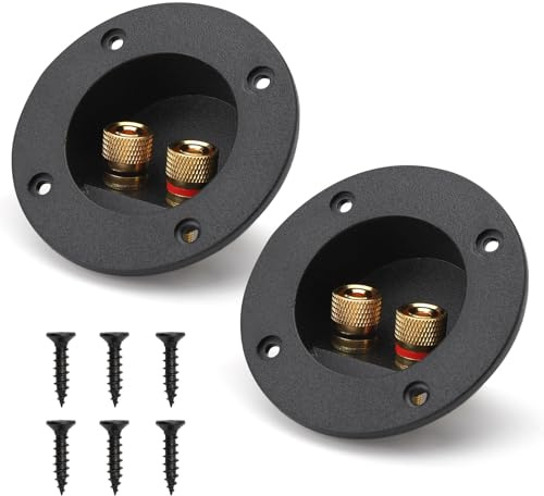 HENGBIRD 2 Stück 2 Wege Lautsprecher Runde Spring Cup, Lautsprecher Box Terminal Einband Post Runde Spring Cup Anschlüsse Subwoofer Stecker Schwarz