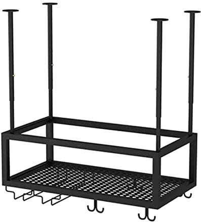 IBOWZ Deckenverzierung Deckenregal Decken-Weinregal aus Metall, Höhenverstellbar, Weinglashalter, Weinhalter, Weingläser, schwarzes Dekorationsregal für Bars, Restaurants, Küchen