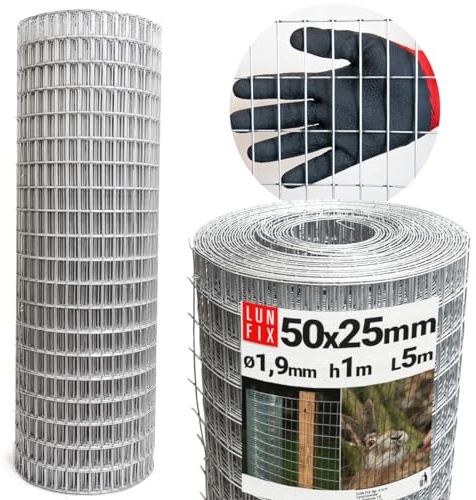 Volierendraht 50x25 1,9mm 1m x 5m Schweißgitter Hasendraht Drahtgitter | Wühlmausgitter Maschendraht Kaninchendraht