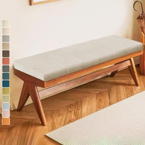 Lsjoaw Bankauflage 110 X 45 X 6CM Sitzkissen Bankpolster Wasserdicht Schmutzabweisend und Kratzfest Sitzkissen für Fensterbank Esstisch Gartenbank Schaukel Terrasse Bank Drinnen Sitz Milchig Weiß