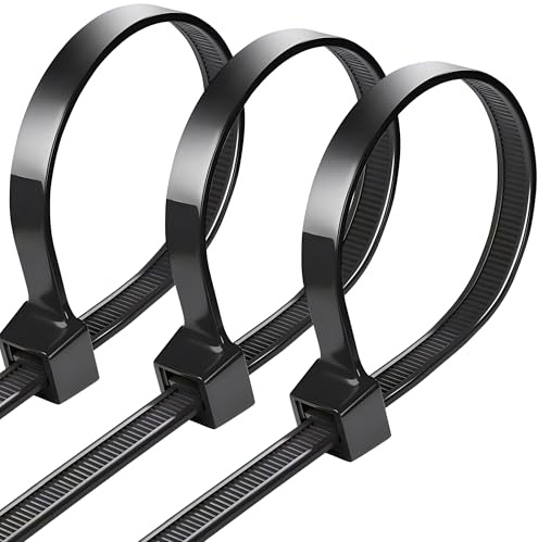 Kabelbinder Schwarz 8 mm, UV Beständig, 100 Stück, 75 kg Zugfestigkeit, Selbsthemmend für Kabelmanagement, Gartenarbeit, Wohnen, Werkstätten (200mm x 8mm)