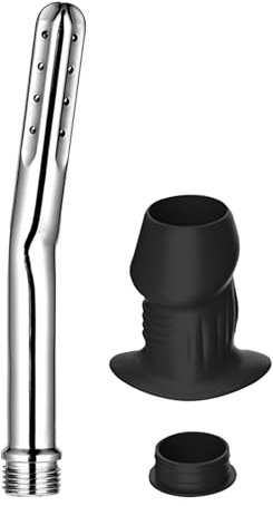 AMAZBEE 17 Loch Analdusche Analdehner Cleansing Colonic Douche Hand-Wasser-Duschdüse Intimduschen & Klistiere mit der Dusche Verbunden Für Frauen Männer (Silver)