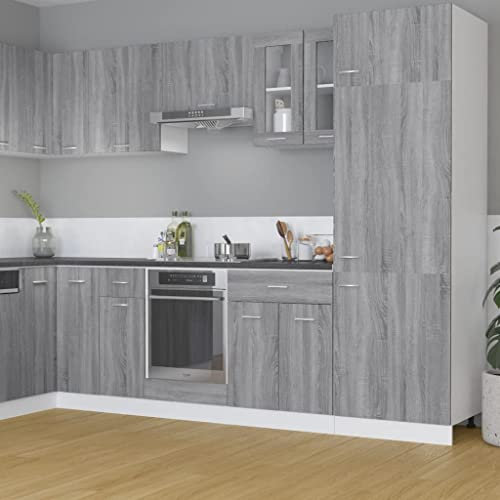 CINDERFUL Hängeschrank Glas Grau Sonoma 60x31x60 cm Holzwerkstoff,Praktischer Küchenhängeschrank mit Glastüren für optimalen Stauraum in grau Sonoma Küche, Haushalt & Wohnen Möbel