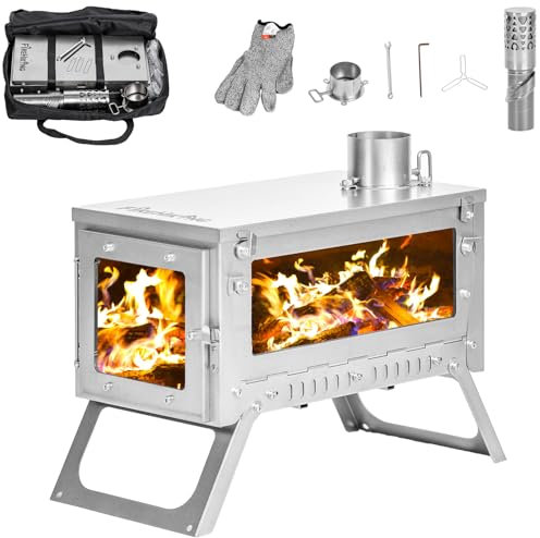 FireHiking Ultralight Titanium Stove Thickened TA1 Camping Tent Stove LANK Max Folding Portable Wood Burning Stove