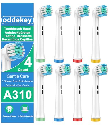 OddeKey Recambios Cepillos Compatible con Braun Oral B Vitality Pro, Pro 3, Cabezales para Cepillo Electrico Oral B, Repuestos Cuidados Suaves, Pack de 8 Cabezales, Blanco
