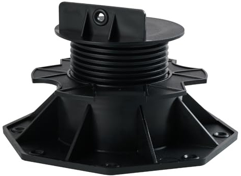 INMOZATA 10pcs Adjustable Decking Pedestal Deck Foundation Base Support Riser Bearing Support for Floating Deck Platform Deck Floor Height Adjustment Raising from 60mm to 135mm,Black