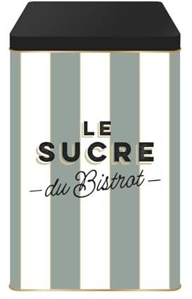 COOK CONCEPT, BT6824 - Scatola in metallo per zucchero bistrot, design raffinato, ermetico, per conservazione ottimale, ideale per cucina moderna, 10,8 x 18,4 x 10,8 cm, nero, verde, beige