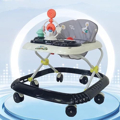 XUANYU Lauflernwagen für Babys mit Spielstation, Lauflernwagen, höhenverstellbar, bequemer Sitz, für 6-36 Monate Jungen und Mädchen (Schwarz VII)