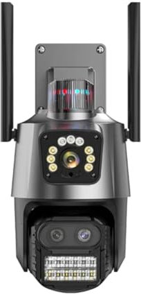 FPHADO CáMara PTZ para Exteriores 9MP 4K HD Zoom HíBrido 8X Lente Triple Pantalla Dual WiFi CáMara IP Alarma Vigilancia CCTV Enchufe Europeo