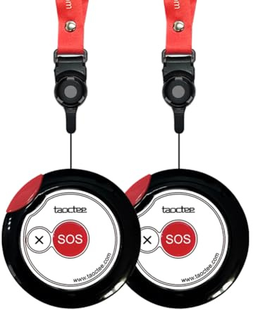 taoctee Alarme Sécurité Maison Personnes Âgées et Enfants,Sirène Stroboscopique d'Alerte urgente pour Domicile,Bouton SOS Portable avec Lanière (Seulement 2×Boutons)