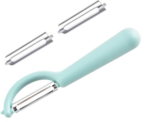 Sparschäler für Tupper mit 2 Ersatzklingen für Tupperware Schäler,Kartoffelschäler Küche Set,Vegetable Peeler Edelstahl,Kunststoffgriff P-Schäler,Leicht Reinigung,für Obst Gemüse (Hellblau)