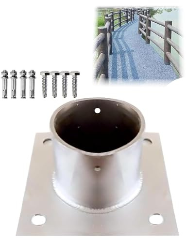 Circular Fence Post Support, Fence Post Base Plates，Stainless Steel Round Post Anchor Base for Decks,Pergolas,Railings,Mailbox and Outdoor Structures(40x50mm/1.6x2.0in)