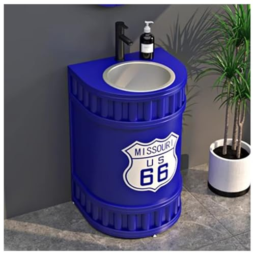 ZTGL Lavandino a Colonna Industriale in Ferro Battuto, Lavabo su Piedistallo Freestanding, Mobile Bagno Lavabo da Appoggio, Lavabo Bagno con Colonna con Lavabo in Acciaio Inox A3, Without Mirror