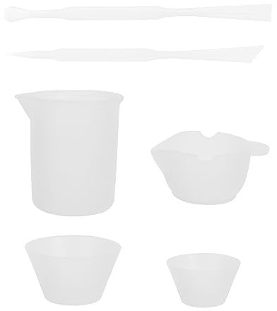 HOMSFOU Kit de Herramientas Dispositivo para Hacer Manualidades Pegamento Epoxi para Tazas Medidoras de Silicona Incluye 13 Piezas, 100 Ml