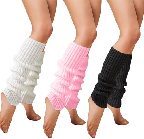 MagiSel 3 Paar Stulpen Damen, Beinstulpen Strümpfe Legwarmers Häkelarbeit Gestrickte Beinwärmer für Winter Frühling und Herbst Tanz Sport