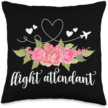 Flight Attendant Flowers Stewardess Flight Attendant Throw Pillow