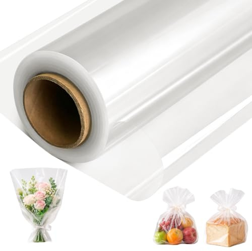 Wosyoodo Carta da regalo trasparente 3 mil 86 cm x 30 m, carta da regalo trasparente in cellophane - Carta da regalo di alta qualità per fioristi e alimenti - Per regali, dolci e artigianato
