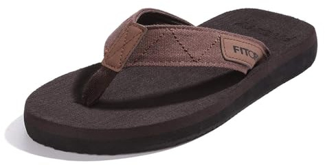FITORY Herren Flip Flops Beach Sandalen Surfen Zehentrenner Sommerschuhe, Braun, 42 EU