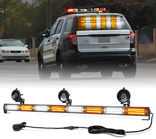 Xprite Barre lumineuse stroboscopique d'urgence COB de 88,9 cm avec 21 modes de flash, lumière stroboscopique de sécurité clignotante directionnelle, pour véhicules, camions, VUS, ATV, voitures (blanc
