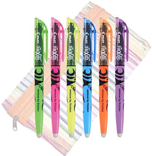 PILOT 6er Set FriXion Light Textmarker (Neon + Tasche)