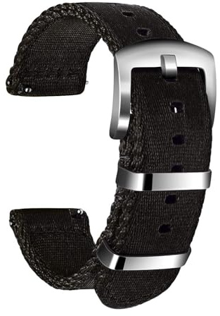 ULLCHRO Unisex Nylon Armband mit Edelstahl Silberne Schnalle (20mm, Schwarz)