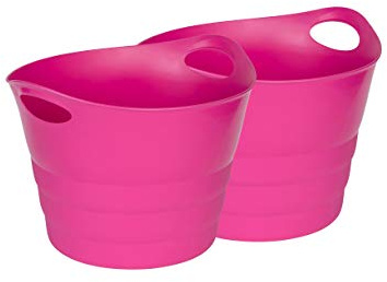 Kreher Mehrzweckkorb 42 L 2er-Set, flexibel & strapazierfähig (Pink) | Robuster Kunststoffkorb für Garten und Haushalt, ideal für Laub, Holz oder Wäsche, mit zwei Tragegriffen