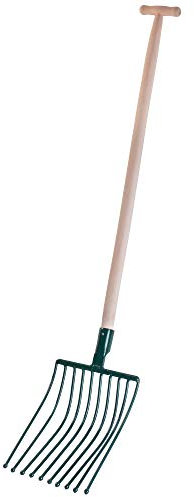 KADAX Kartoffelgabel, Forke, Heugabel, Spatengabel, Grabegabel, Mistgabel aus Stahl, Gabel für Kartoffeln, Garten, Drahtgabel mit 10 Zinken, Holzstiel, Gartengabel (T-Griff)