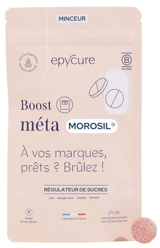 EPYCURE - Boost Méta Morosil 400mg Hautement Dosé - 87% Naturel - Équilibre Énergétique - Orange Moro, Cola, Chrome, Choline - Goût Myrtille - 1 Mois - Vegan